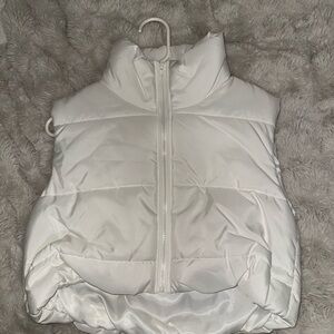 Women's Cropped White Puffer Vest